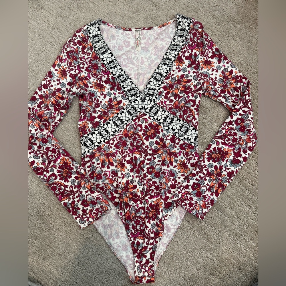 Free People Nowhere to Be Floral Bodysuit
